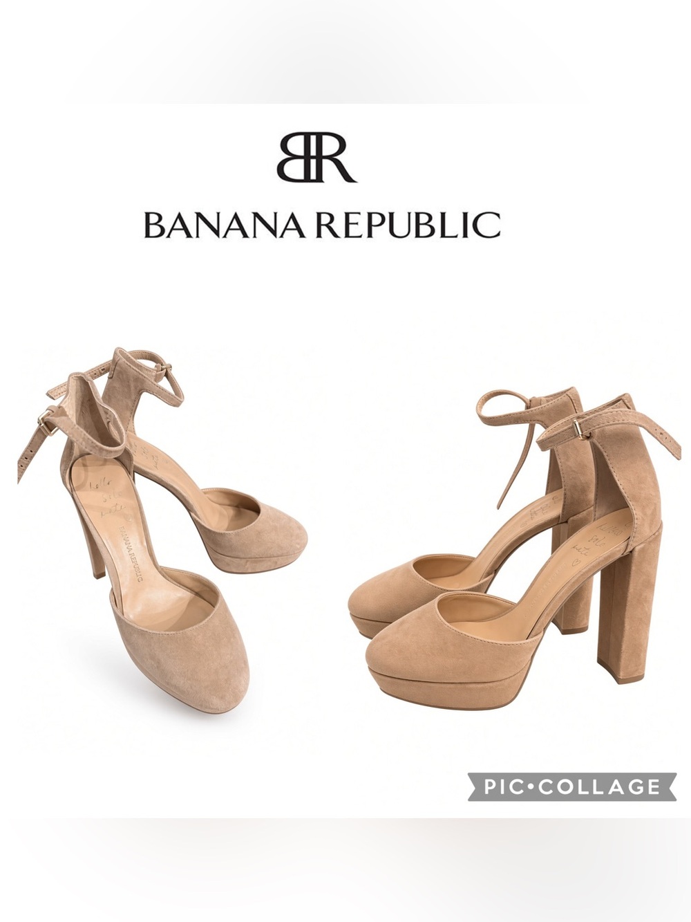 Banana Republic Taupe Suede Platform Ankle-Tie Heels